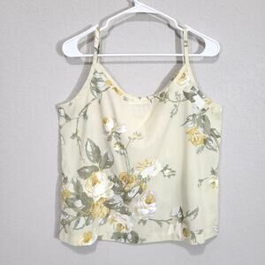 Vintage 90s Cami Styleworks Size 12 M  L Butter Yellow Floral Summer Casual tank